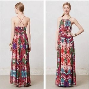 Anthropologie Maeve Tarzana Pleated Flowy Maxi Dress Size 12